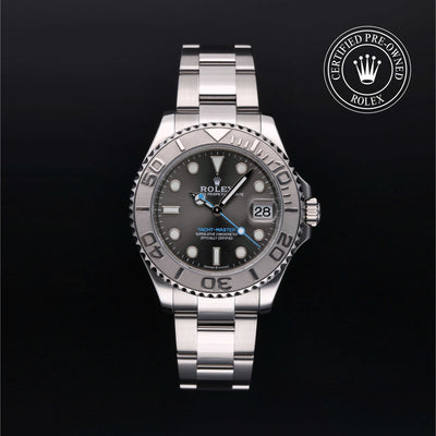Rolex Certified Pre-owned Yacht-Master M268622-0002 front on black background