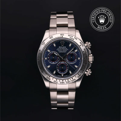 Rolex Certified Pre-owned Daytona M116509-0037 front on black background