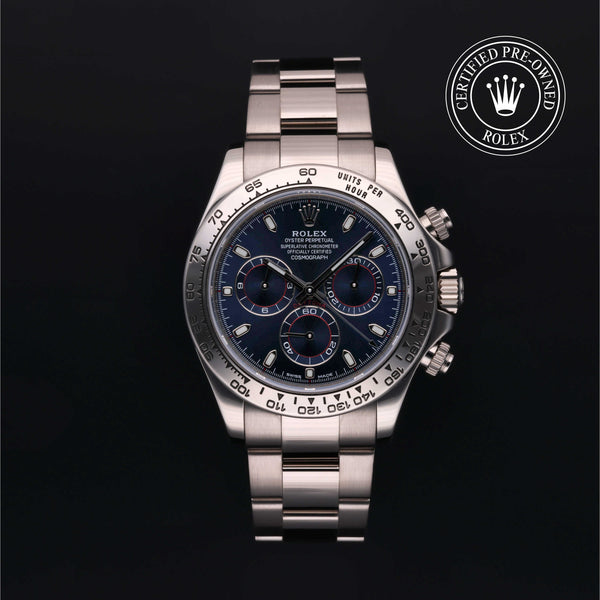 Rolex Certified Pre-owned Daytona M116509-0037 front on black background