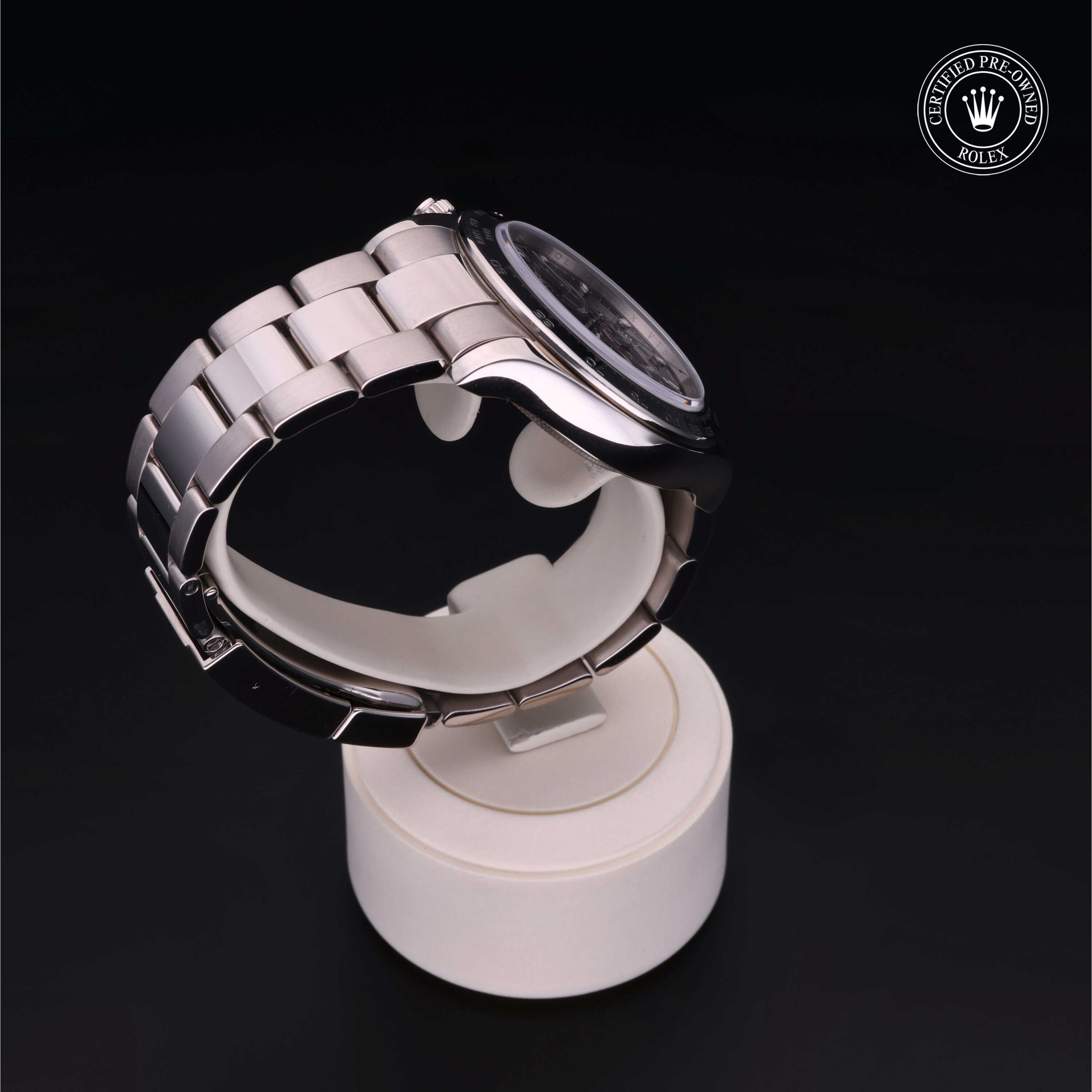 Rolex Certified Pre-owned Daytona M116509-0037 front on black background