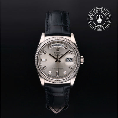 Rolex Certified Pre-owned Day-date M118139-0004 front on black background