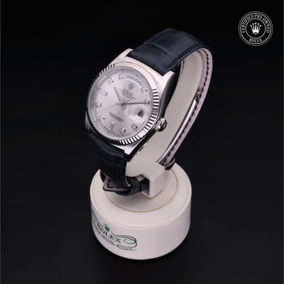 Rolex Certified Pre-owned Day-date M118139-0004 front on black background