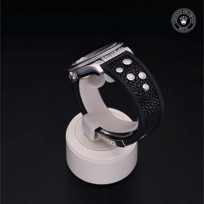 Rolex Certified Pre-owned Datejust M116199SANR-0001 front on black background