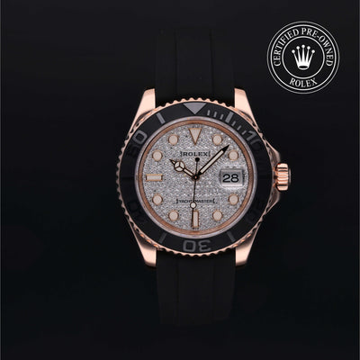 Rolex Certified Pre-owned Yacht-Master M116655-0005 front on black background