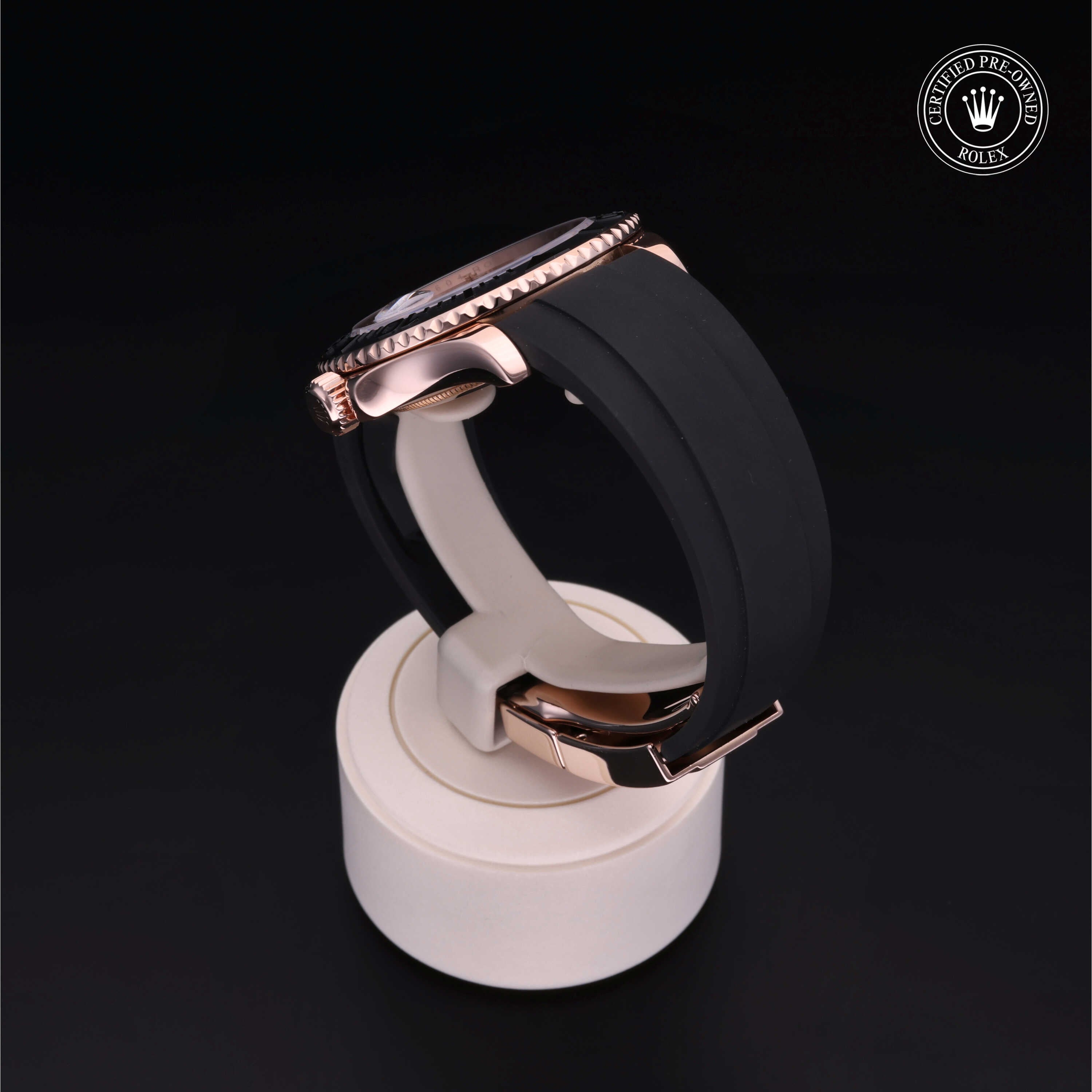 Rolex Certified Pre-owned Yacht-Master M116655-0005 front on black background