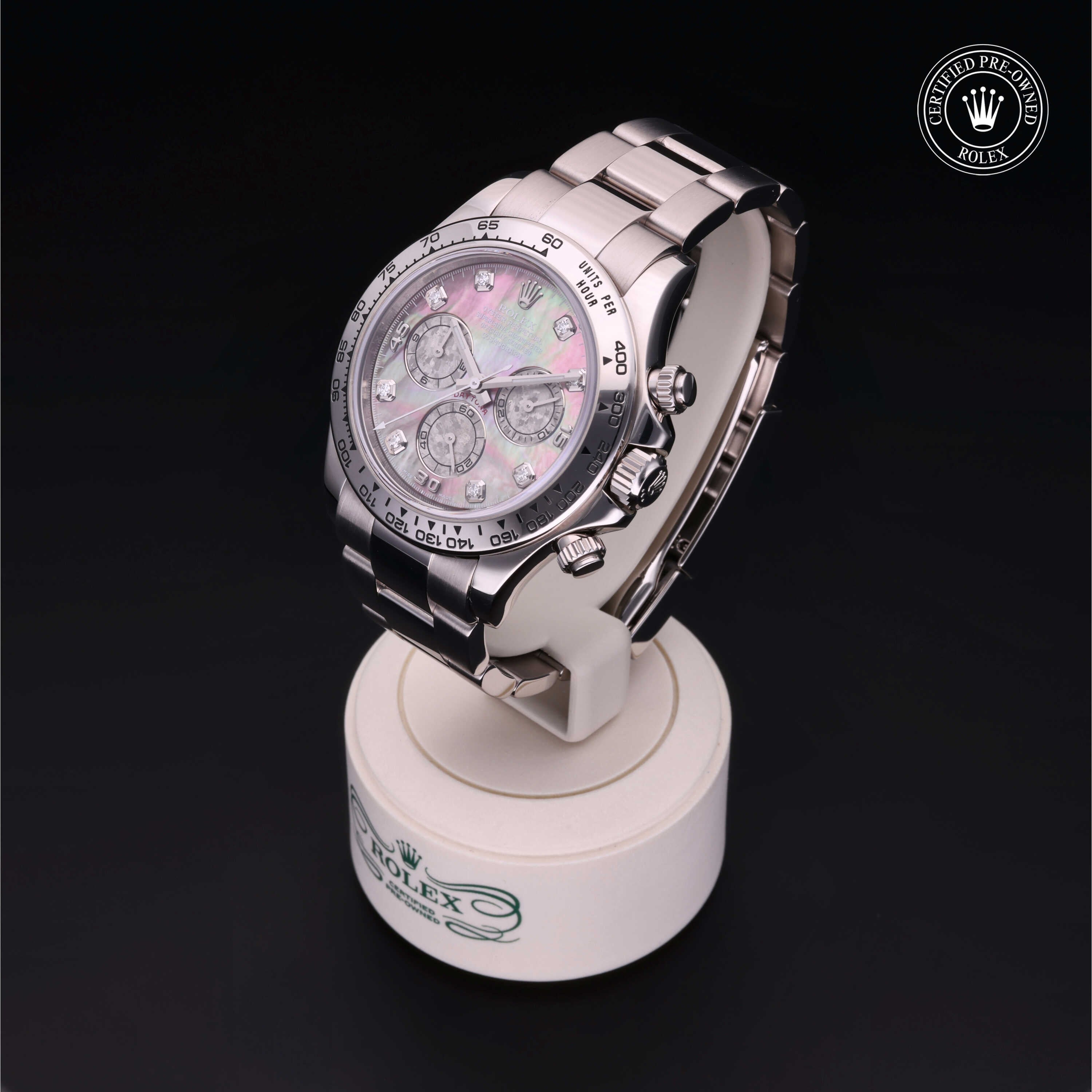 Rolex Certified Pre-owned Daytona M116509-0044 front on black background