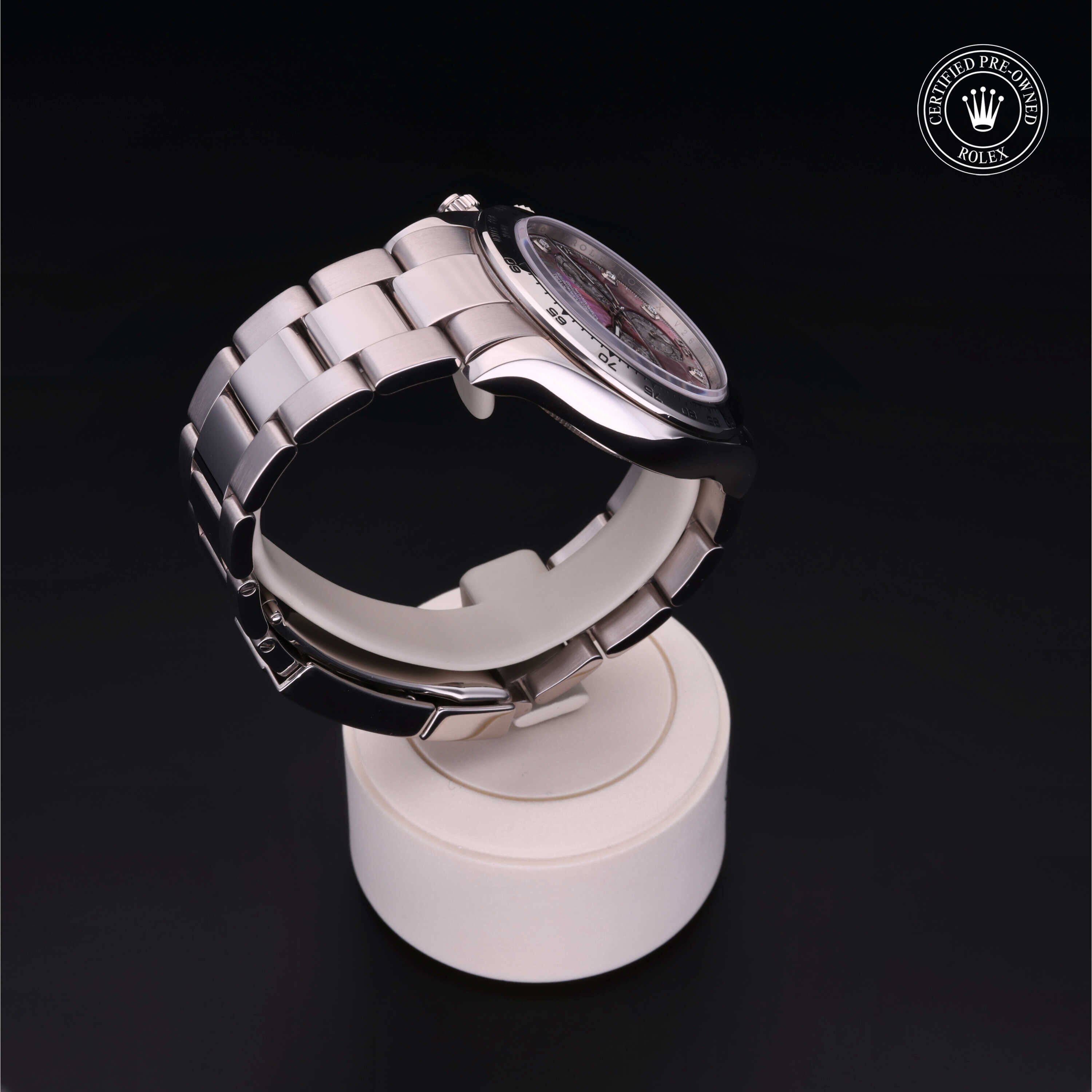 Rolex Certified Pre-owned Daytona M116509-0044 front on black background