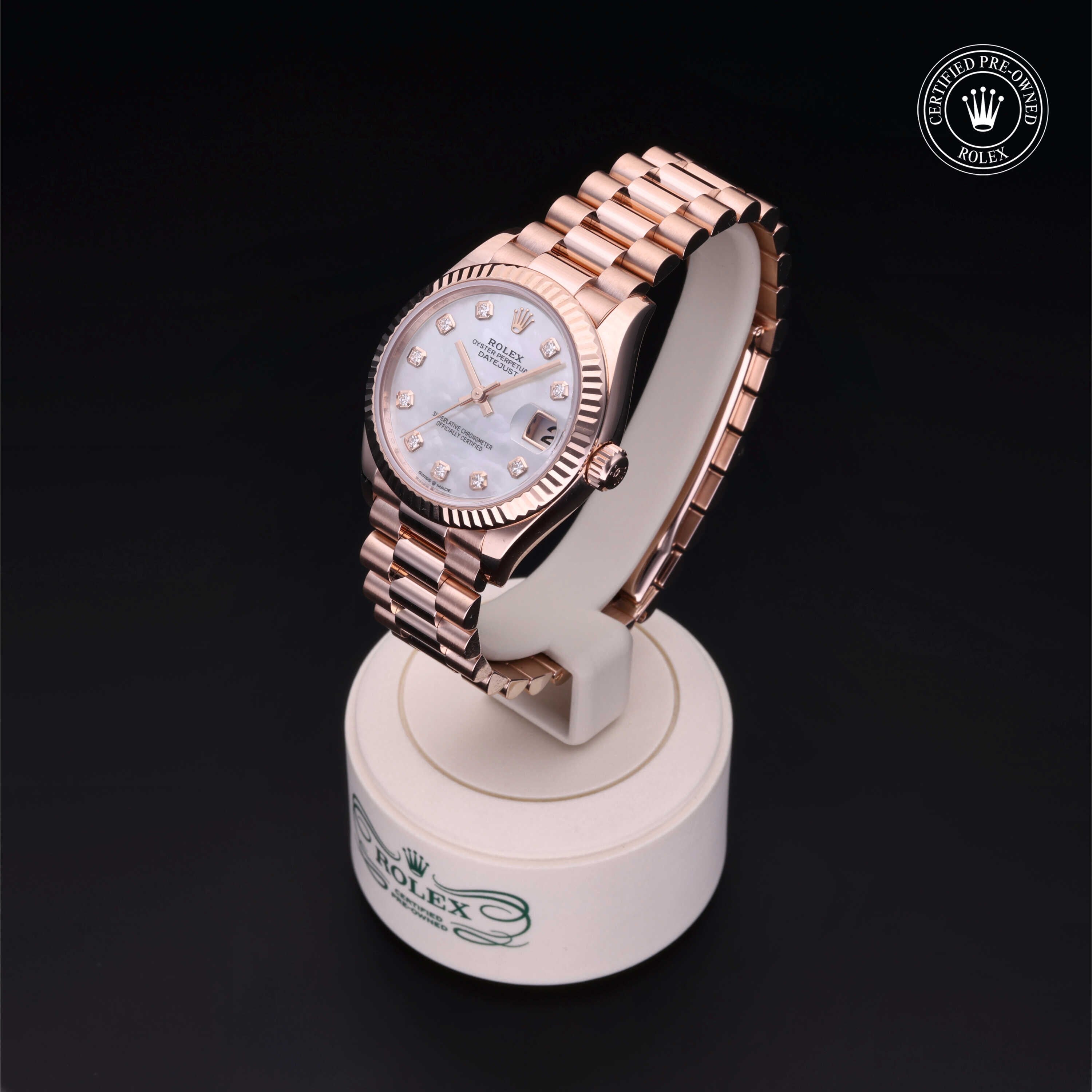 Rolex Certified Pre-owned Lady Datejust M278275-0009 front on black background