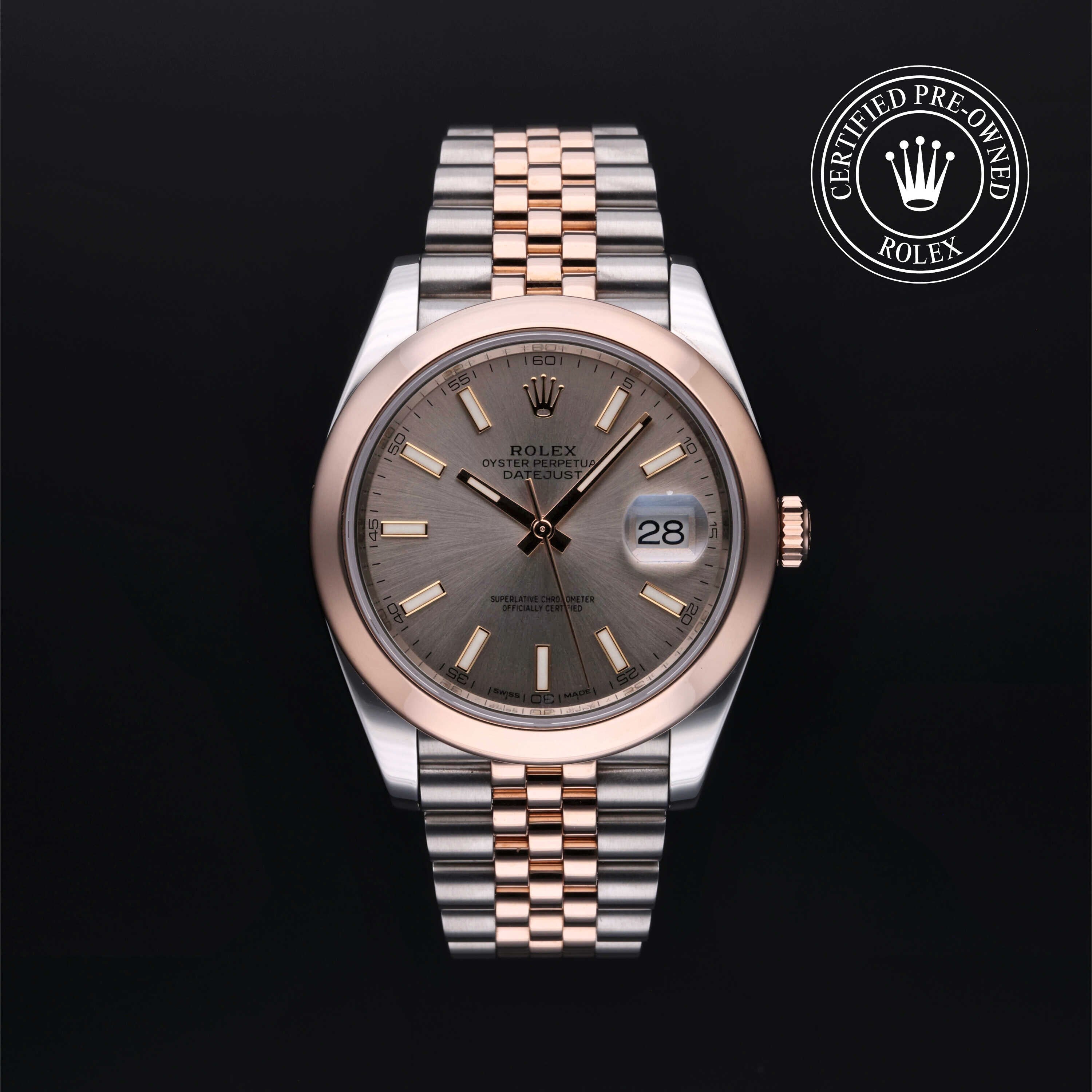 Rolex Certified Pre-owned Datejust M126301-0010 front on black background