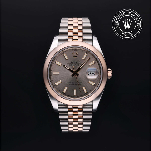 Rolex Certified Pre-owned Datejust M126301-0010 front on black background