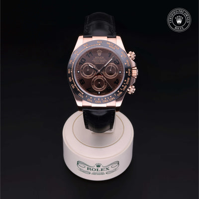 Rolex Certified Pre-owned Daytona M116515LN-0004 front on black background