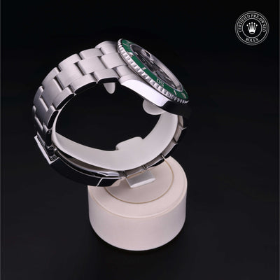 Rolex Certified Pre-owned Submariner M126610LV-0002 front on black background