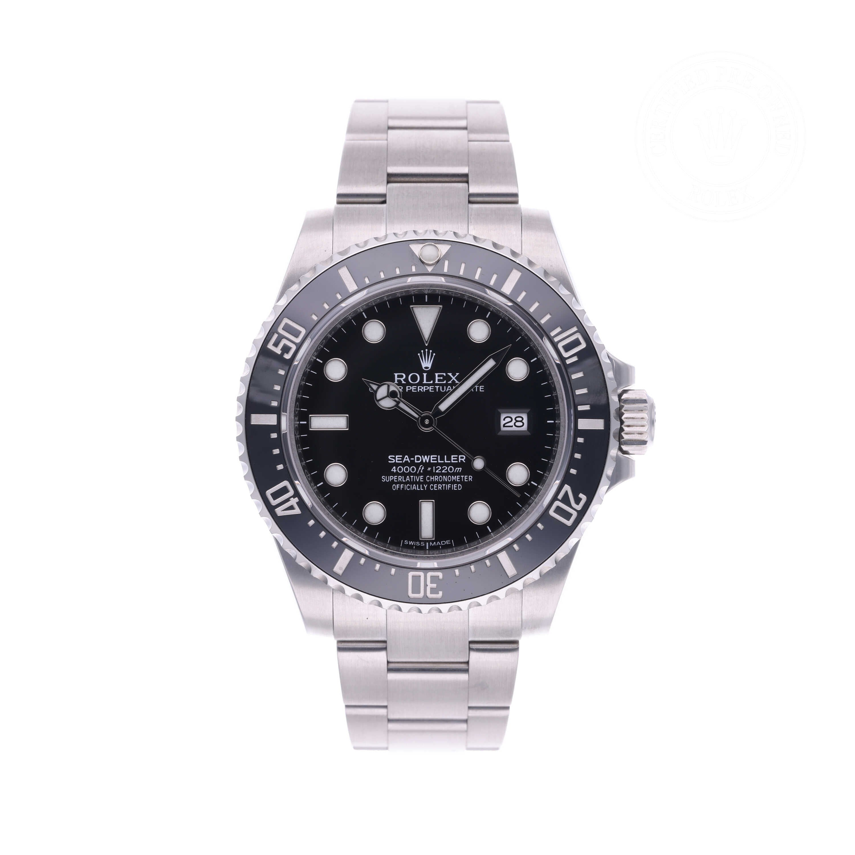 Rolex Certified Pre-owned Sea-Dweller M116600-0003 front on white background