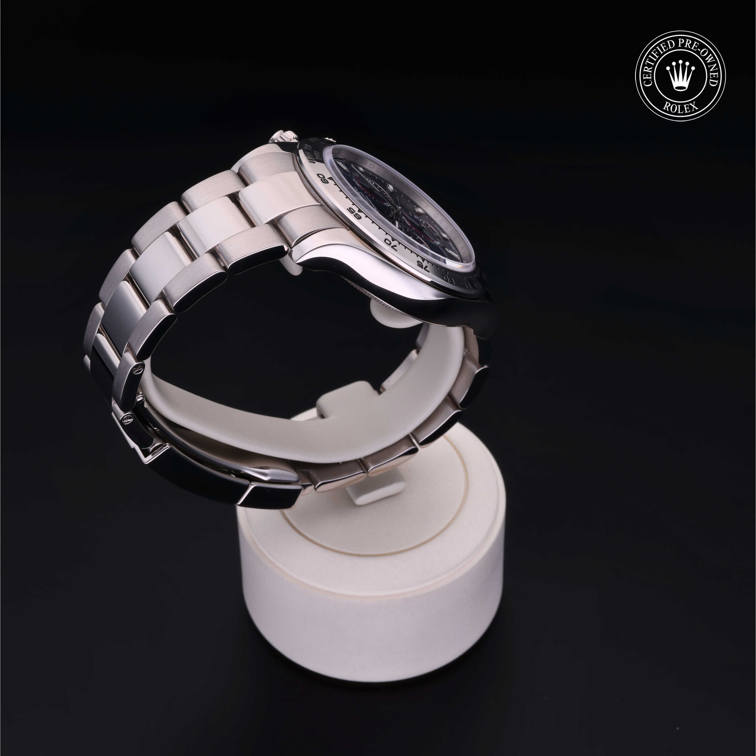 Rolex Certified Pre-owned Daytona M116509-0071 front on black background