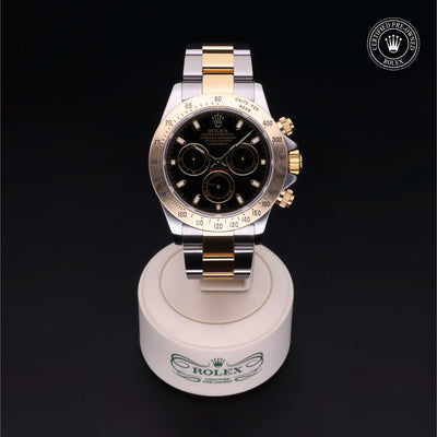Rolex Certified Pre-owned Daytona M116523-0028 front on black background