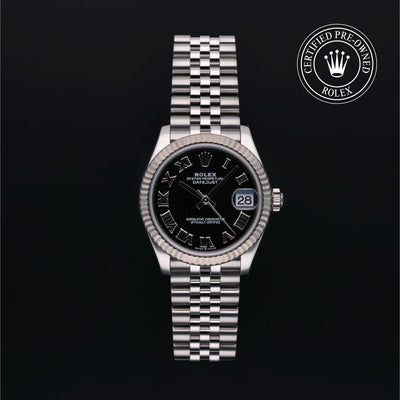 Rolex Certified Pre-owned Lady Datejust M278274-0002 front on black background