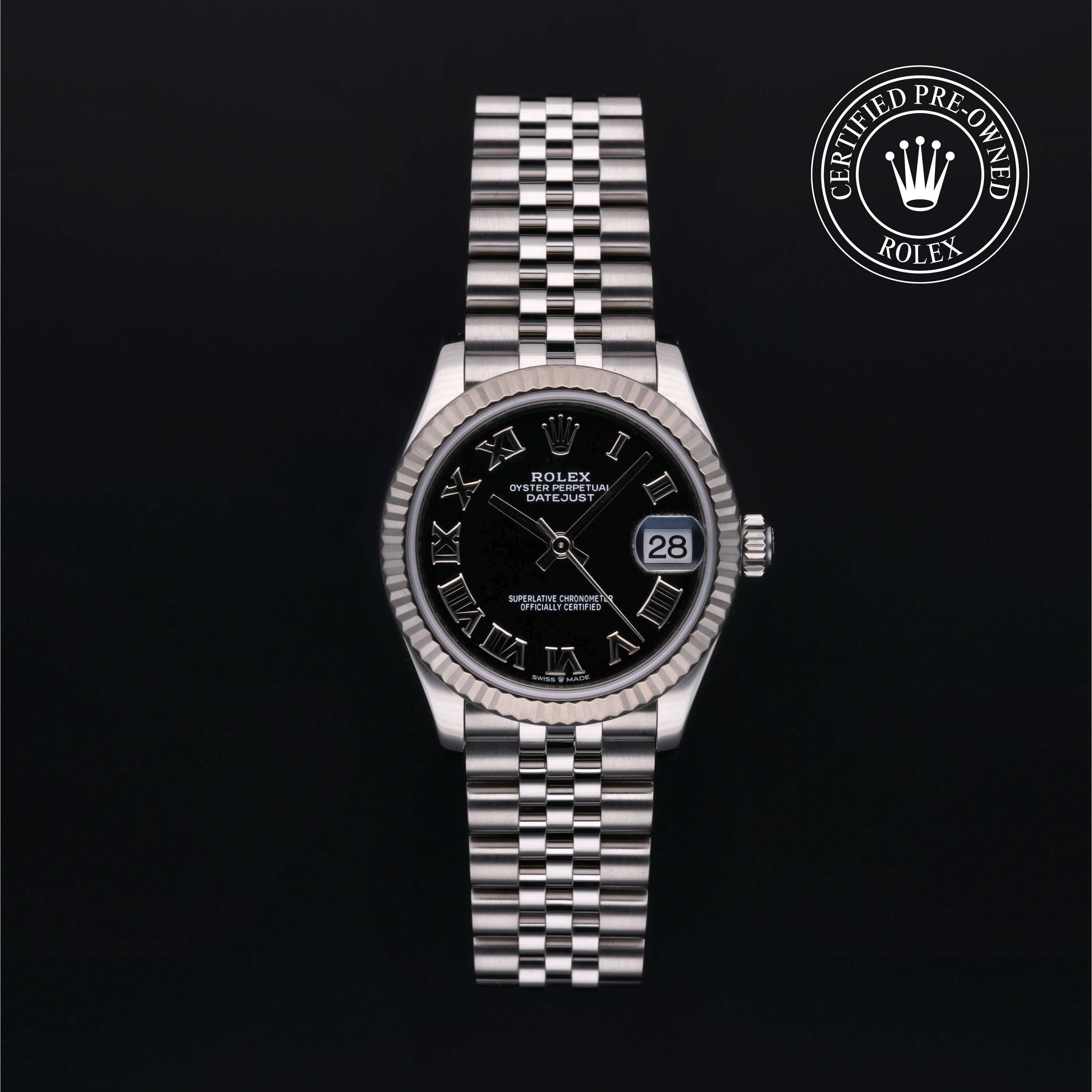 Rolex Certified Pre-owned Lady Datejust M278274-0002 front on black background