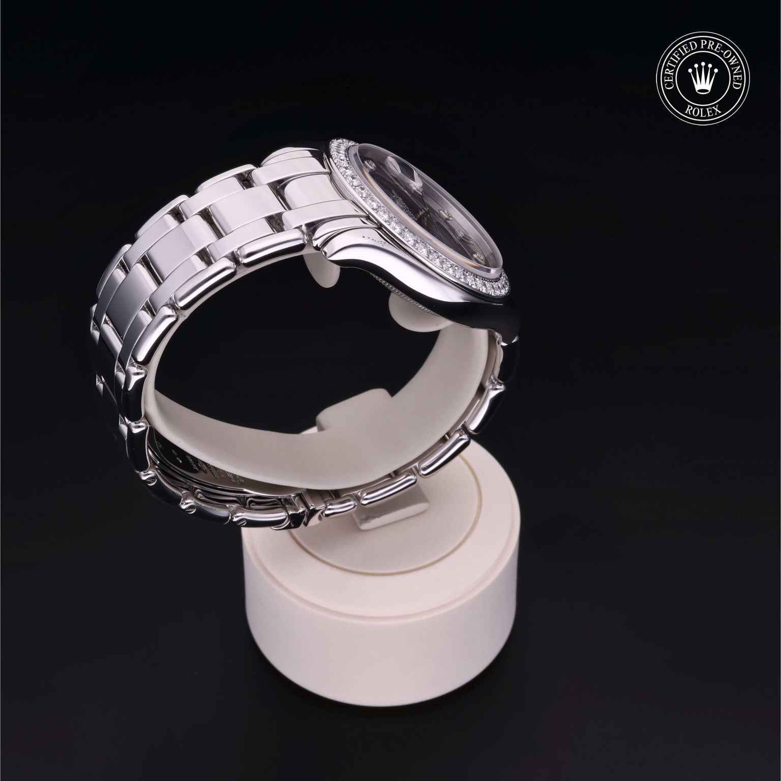 Rolex Certified Pre-owned Day-date M18946-0039 front on black background