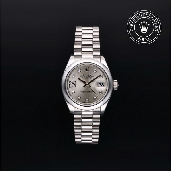 Rolex Certified Pre-owned Lady Datejust M279166-0001 front on black background