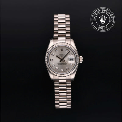 Rolex Certified Pre-owned Lady Datejust M179179-0066 front on black background