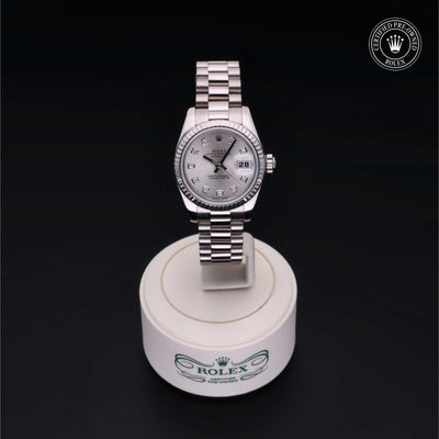 Rolex Certified Pre-owned Lady Datejust M179179-0066 front on black background