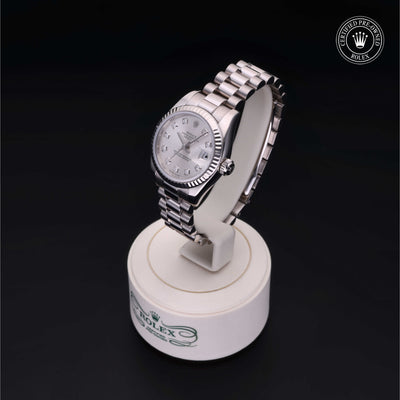 Rolex Certified Pre-owned Lady Datejust M179179-0066 front on black background