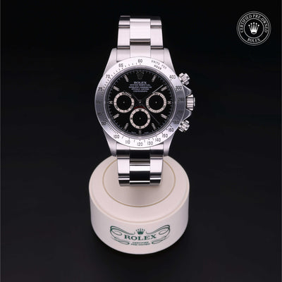 Rolex Certified Pre-owned Daytona M16520-0002 front on black background