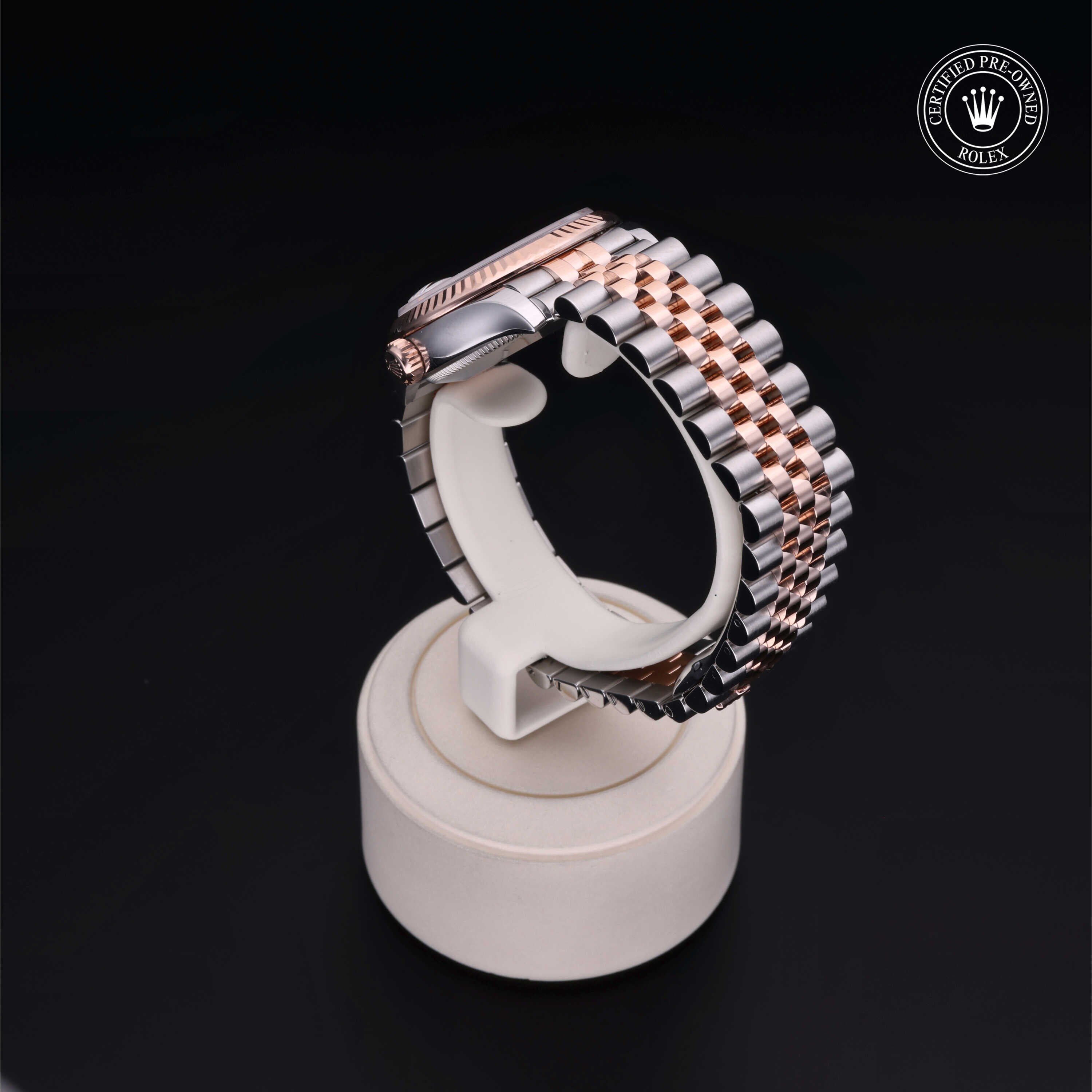 Rolex Certified Pre-owned Lady Datejust M278271-0002 front on black background