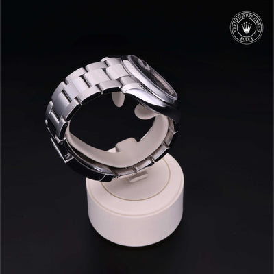 Rolex Certified Pre-owned Date M115200-0007 front on black background