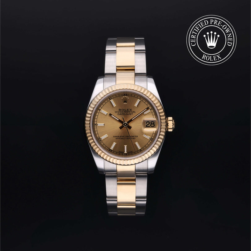 Rolex Certified Pre-owned Lady Datejust M178273-0009 front on black background