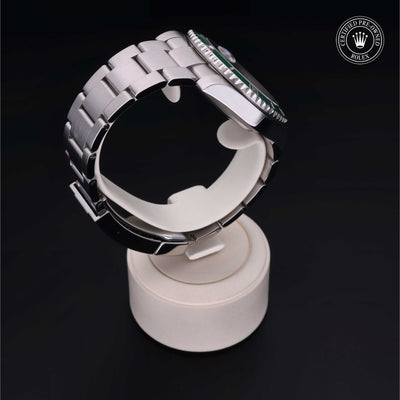 Rolex Certified Pre-owned Submariner M116610LV-0002 front on black background