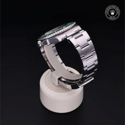 Rolex Certified Pre-owned Submariner Date M126610LV-0002 front on black background