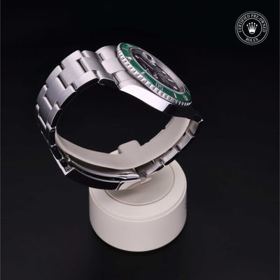 Rolex Certified Pre-owned Submariner Date M126610LV-0002 front on black background