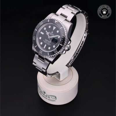 Rolex Certified Pre-owned Submariner M116610LN-0001 front on black background