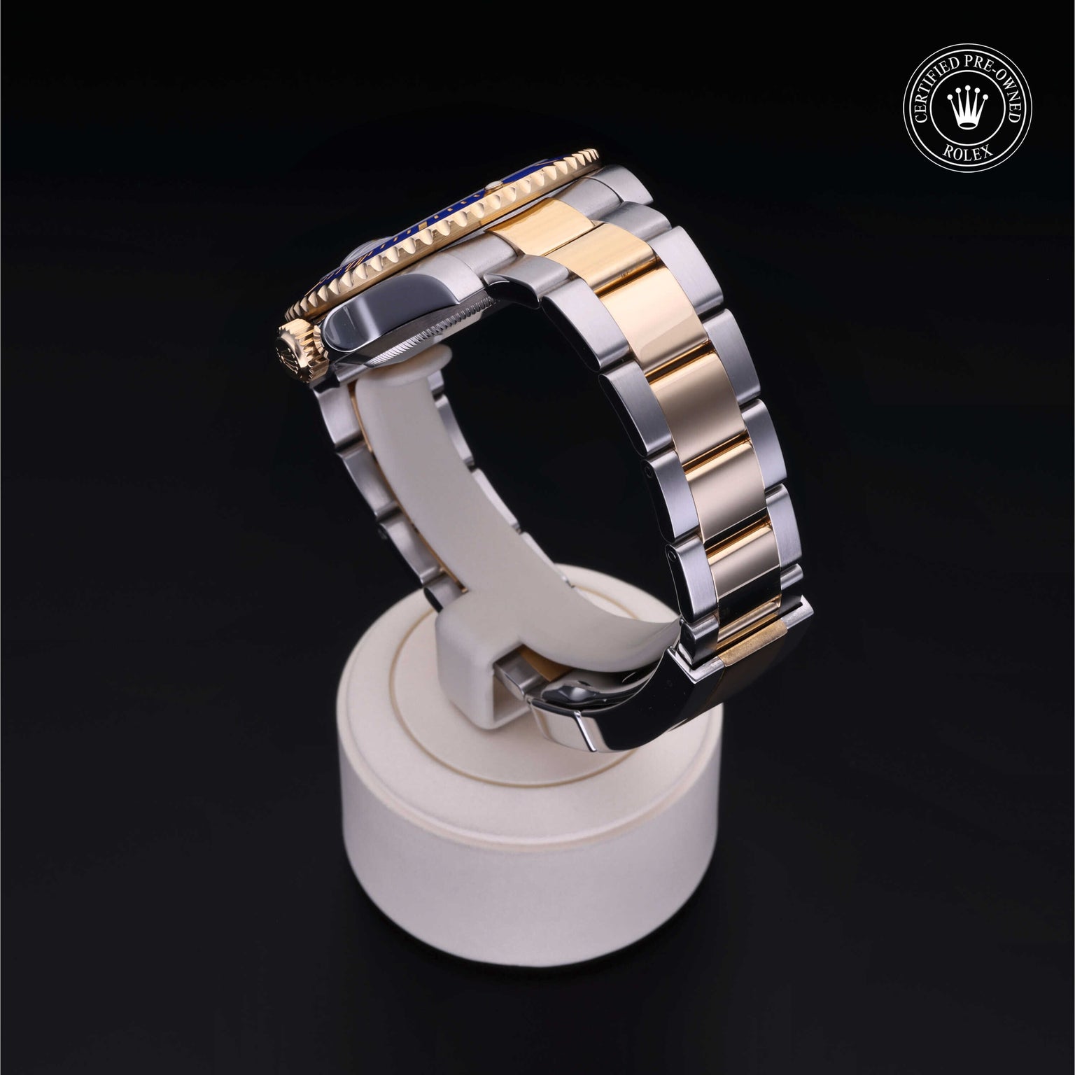 Rolex Certified Pre-owned Submariner M116613LB-0005 front on black background