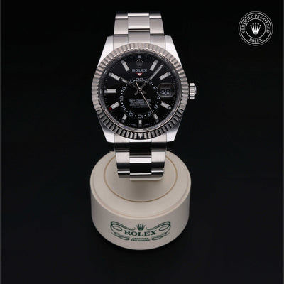 Rolex Certified Pre-owned Sky-Dweller M326934-0005 front on black background