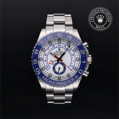 Rolex Certified Pre-owned Yacht-Master M116680-0001 front on black background