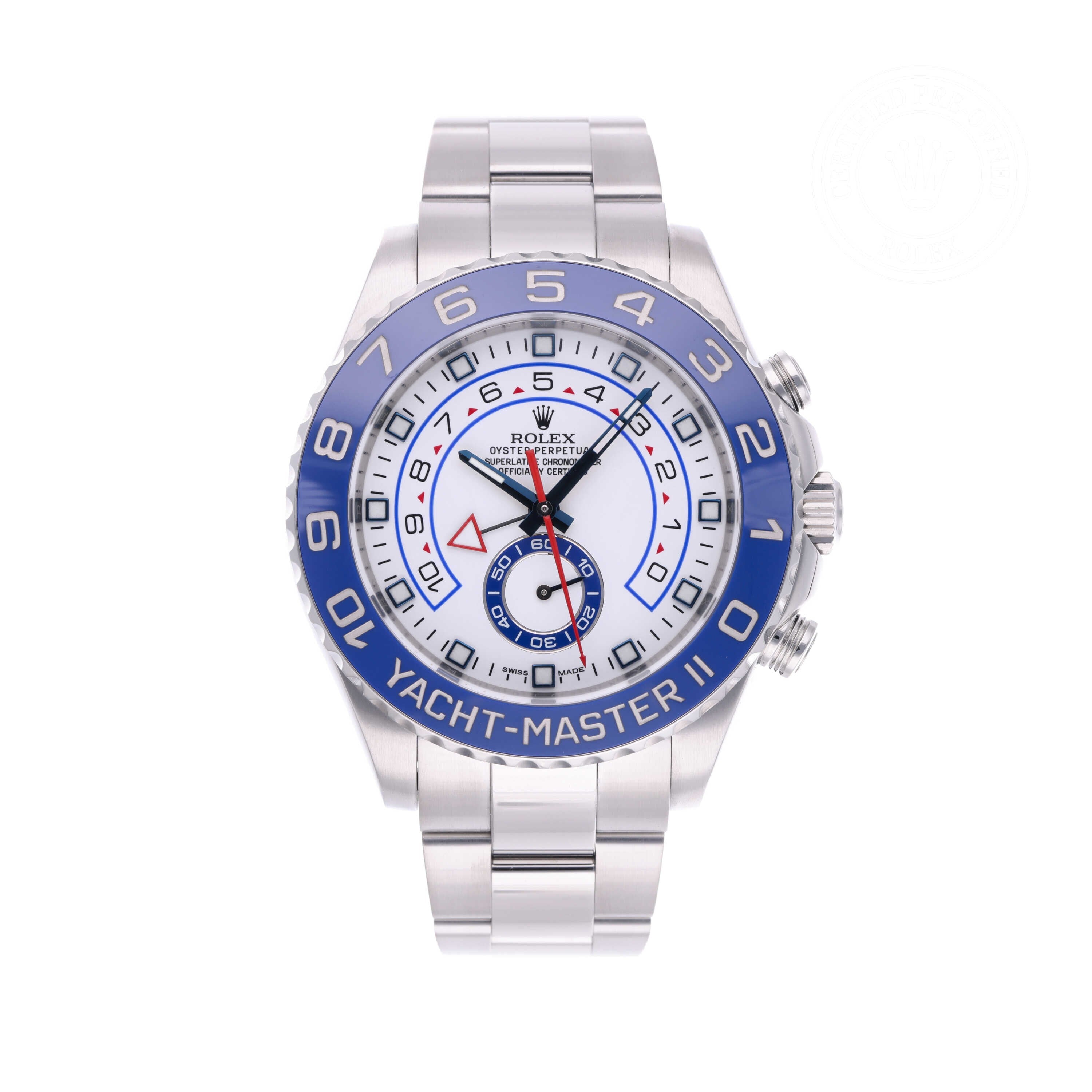 Rolex Certified Pre-owned Yacht-Master M116680-0001 front on white background