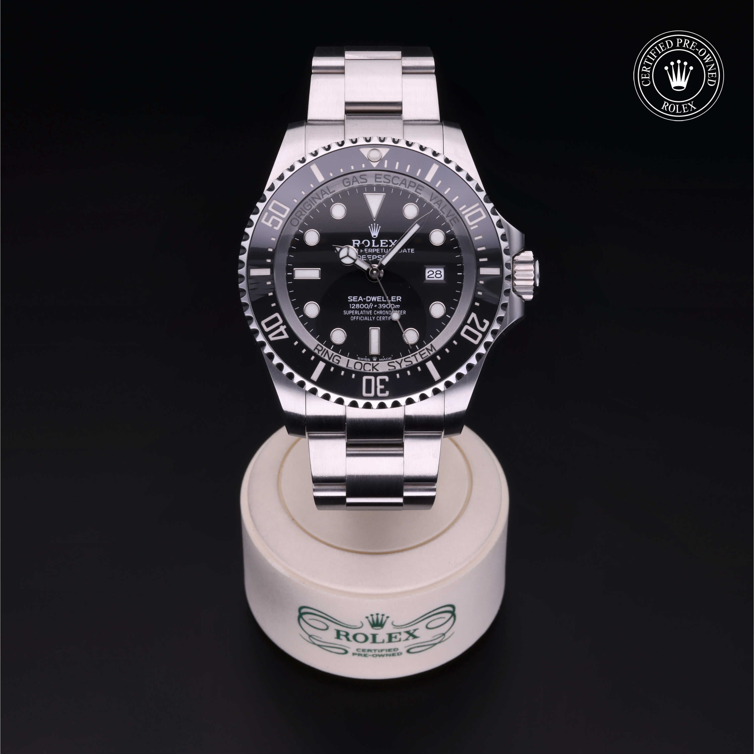 Rolex Certified Pre-owned Deep Sea M126660-0001 front on black background