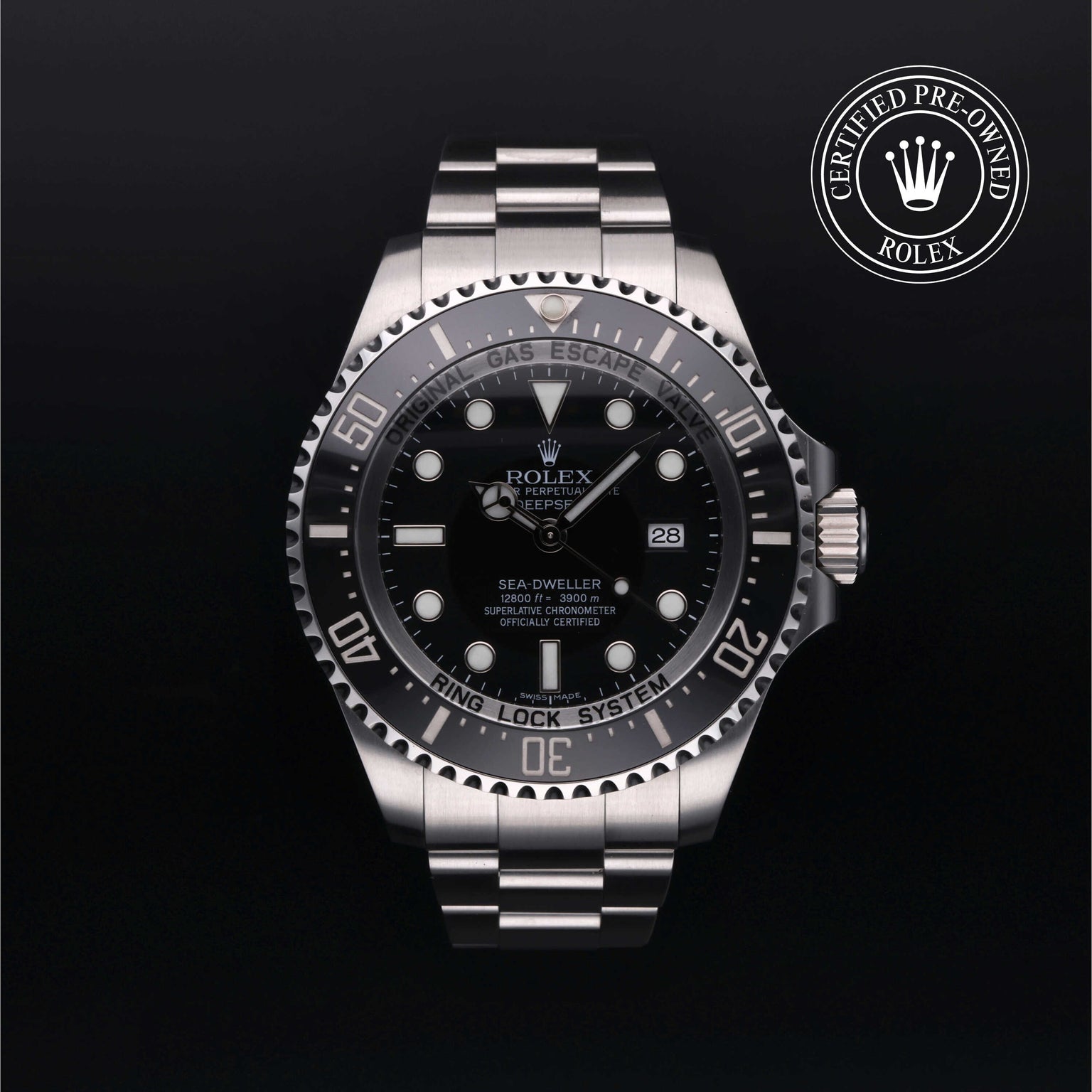 Rolex Certified Pre-owned Deep Sea M116660-0001 front on black background