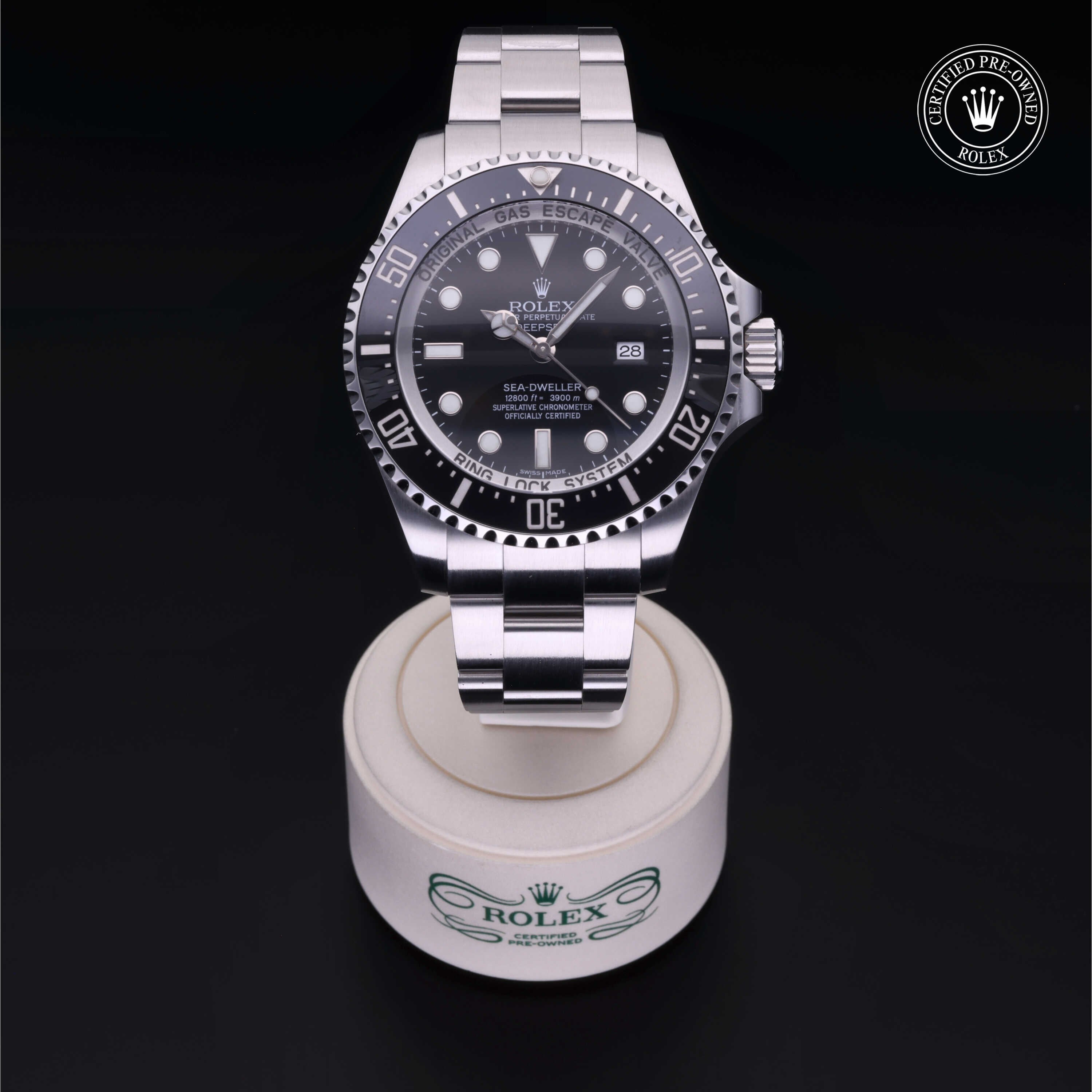 Rolex Certified Pre-owned Deep Sea M116660-0001 front on black background