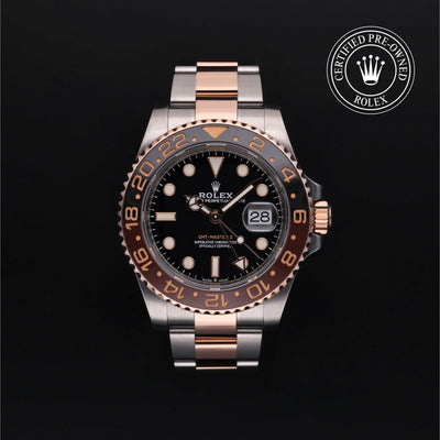 Rolex Certified Pre-owned GMT M126711CHNR-0002 front on black background