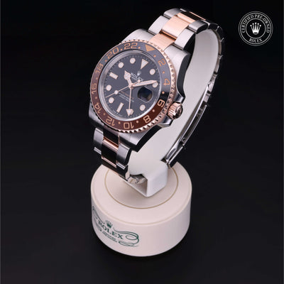 Rolex Certified Pre-owned GMT M126711CHNR-0002 front on black background