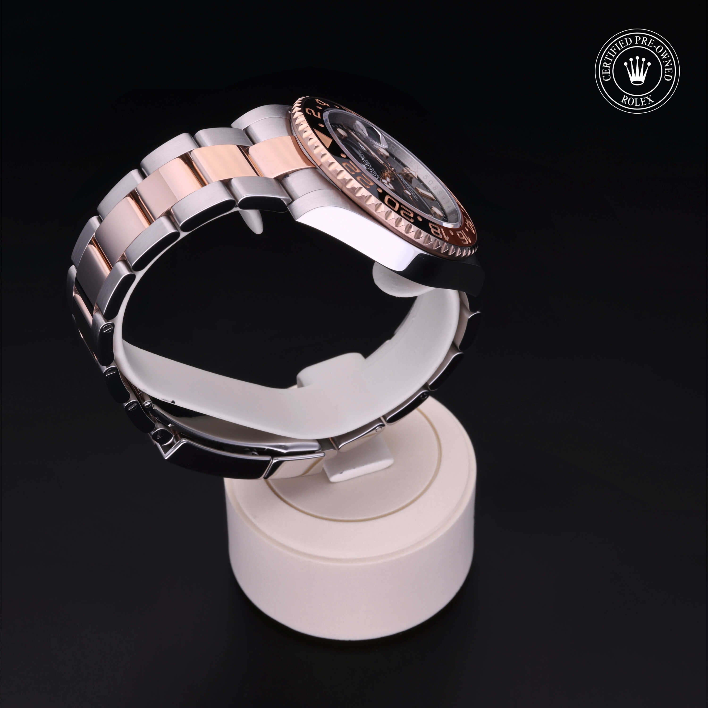 Rolex Certified Pre-owned GMT M126711CHNR-0002 front on black background