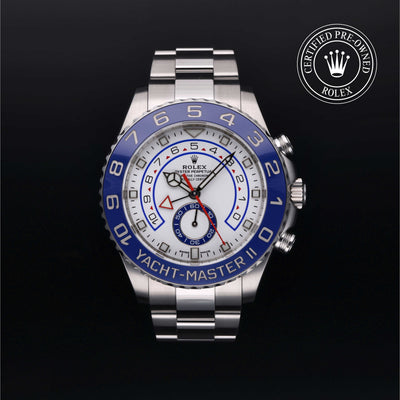Rolex Certified Pre-owned Yacht-Master M116680-0002 front on black background