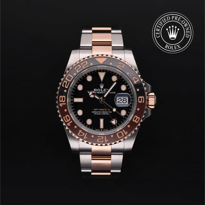Rolex Certified Pre-owned GMT M126711CHNR-0002 front on black background