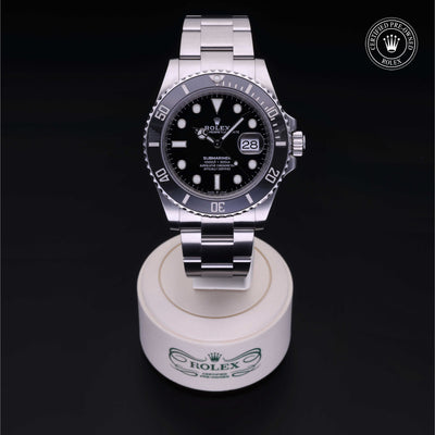 Rolex Certified Pre-owned Submariner M126610LN-0001 front on black background