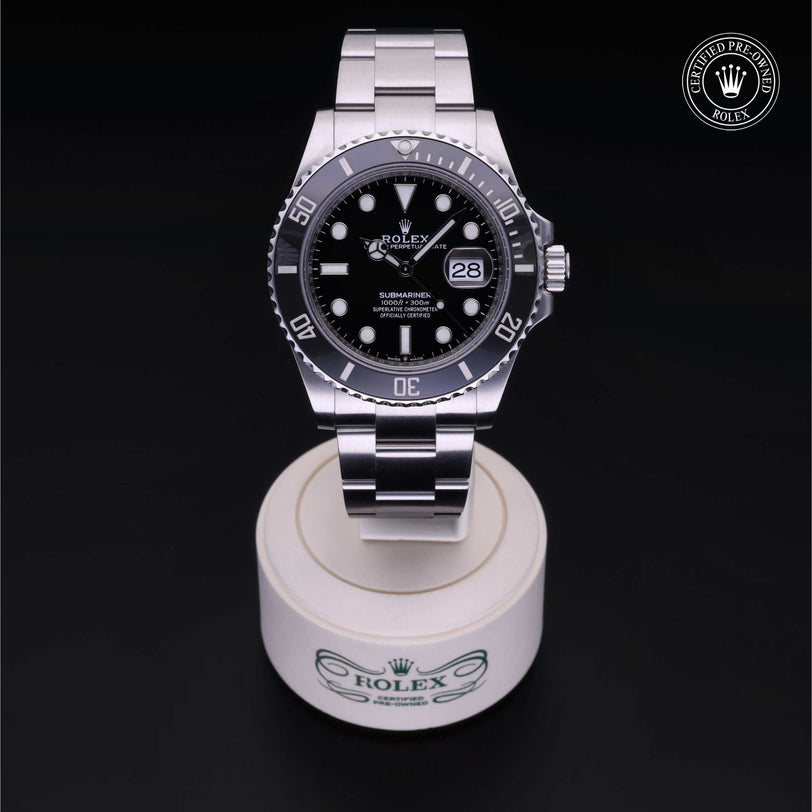 Rolex Certified Pre-owned Submariner M126610LN-0001 front on black background