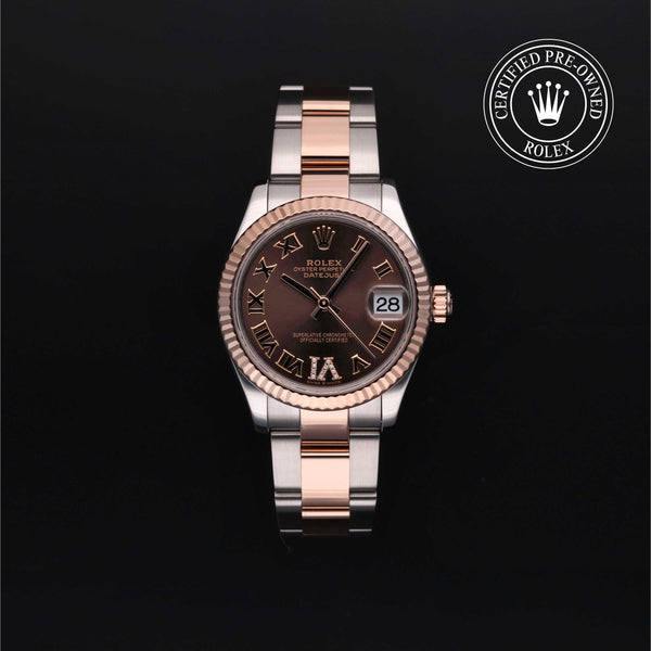 Rolex Certified Pre-owned Lady Datejust M278271-0003 front on black background