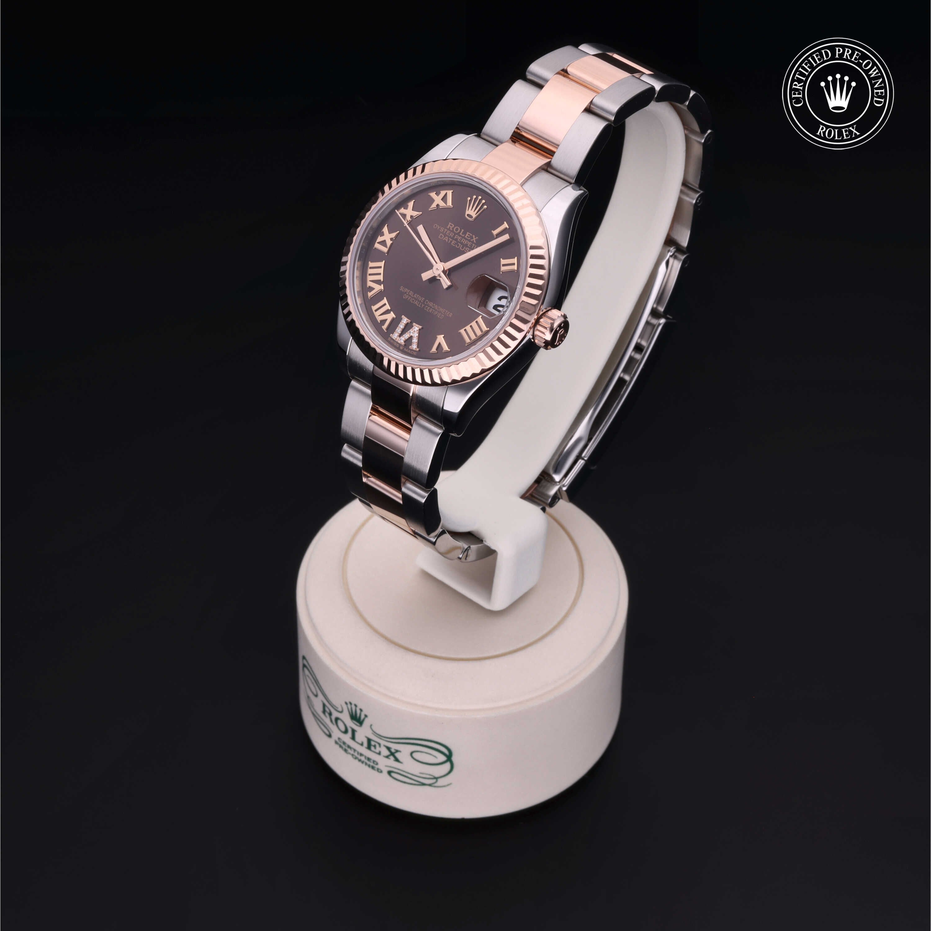 Rolex Certified Pre-owned Lady Datejust M278271-0003 front on black background